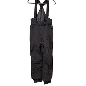 PAC TECH Vintage Snow Bibs Women Sz M. Black Lots of Pockets Snap/Zipper closure